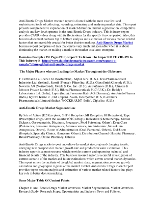 Anti-Emetic Drugs Market