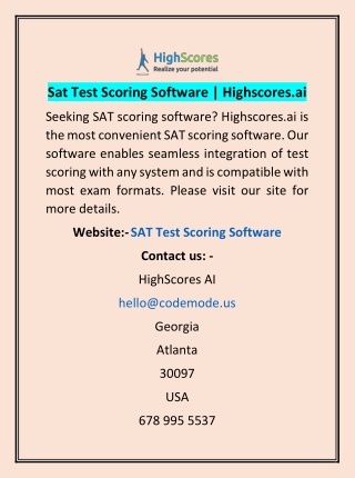 Sat Test Scoring Software | Highscores.ai