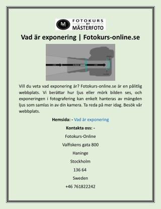 Vad är exponering  Fotokurs-online.se