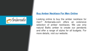 Buy Amber Necklace for Men Online  Amberada.com