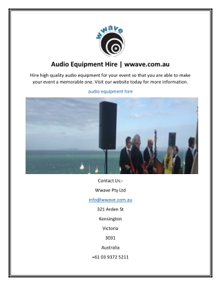 Audio Equipment Hire  wwave.com.au