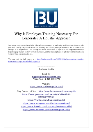 Why Is Employee Training Necessary for Corporates A Holistic Approach