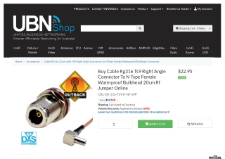 Buy Cable RG316 20cm with TS9 Right Angle Connector to N-Type Female Waterproof 