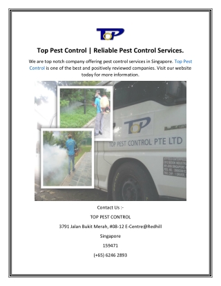 Top Pest Control  Reliable Pest Control Services.