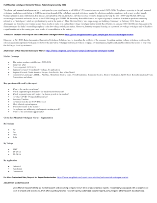 Pad Mounted Switchgear Market