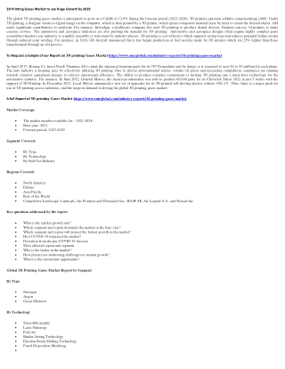 3D Printing Gases Market