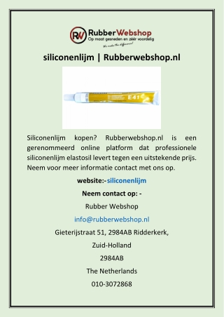 siliconenlijm | Rubberwebshop.nl