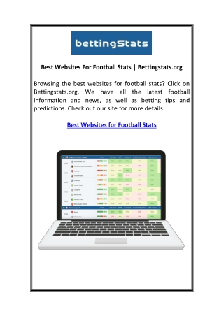 Best Websites For Football Stats  Bettingstats.org