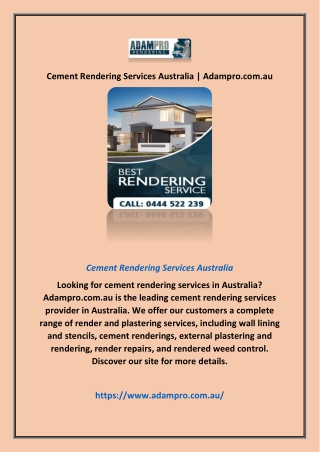 Cement Rendering Services Australia | Adampro.com.au