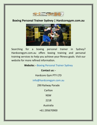 Boxing Personal Trainer Sydney  Hardcoregym.com