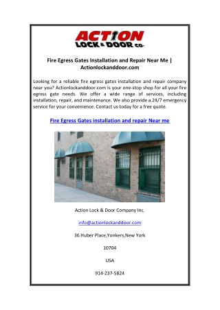 Fire Egress Gates Installation and Repair Near Me Actionlockanddoor.com