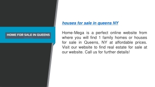 1 Family Homes or Houses For Sale in Queens, NY