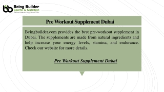 Pre Workout Supplement Dubai  Beingbuilder.com