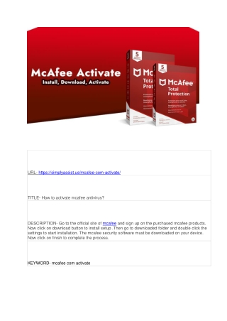 How to activate mcafee antivirus?
