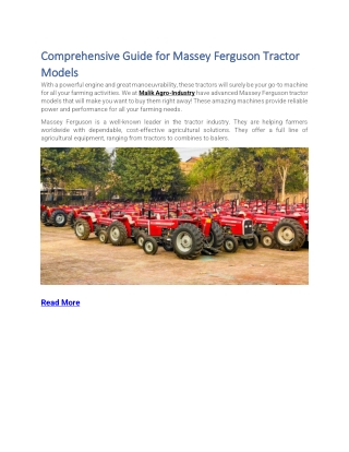 Comprehensive Guide for Massey Ferguson Tractor Models