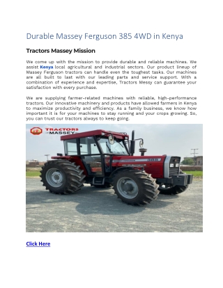 Durable Massey Ferguson 385 4WD in Kenya