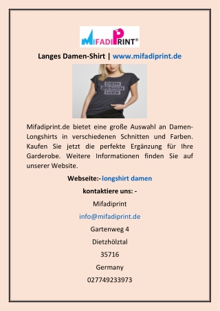 Langes Damen-Shirt | www.mifadiprint.de