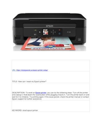 How can I reset my Epson printer?