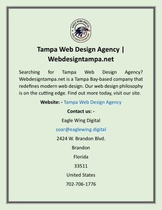 Tampa Web Design Agency  Webdesigntampa.net