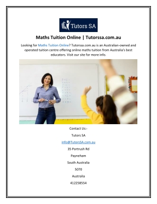 Maths Tuition Online  Tutorssa.com.au