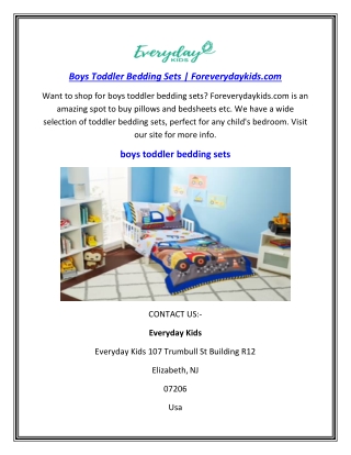 Boys Toddler Bedding Sets | Foreverydaykids.com