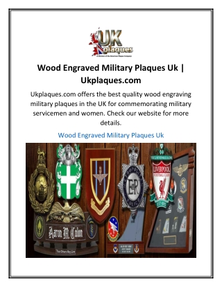 Wood Engraved Military Plaques Uk  Ukplaques.com