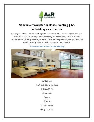 Vancouver Wa Interior House Painting  Ar-refinishingservices.com