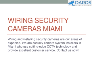 Wiring Security Cameras Miami