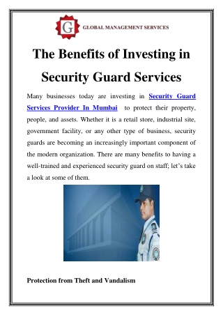 Security Guard Services Provider In Mumbai Call-9699091999