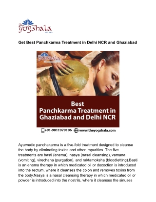 Get Best Panchkarma Treatment in Delhi NCR and Ghaziabad