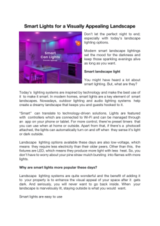 Smart Lights for a Visually Appealing Landscape