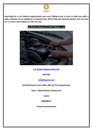 Car Battery Replace Near Me