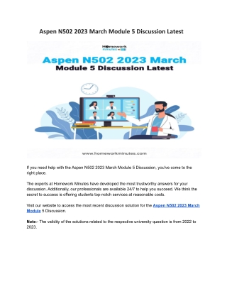Aspen N502 2023 March Module 5 Discussion Latest
