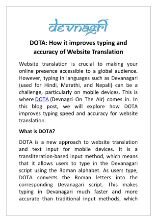 DOTA: How it improves typing and accuracy of website translation