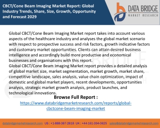CBCT/Cone Beam Imaging Market Scope and  Size
