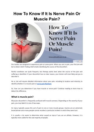 How To Know If It Is Nerve Pain Or Muscle Pain?