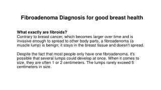 Fibroadenoma Diagnosis for good breast health