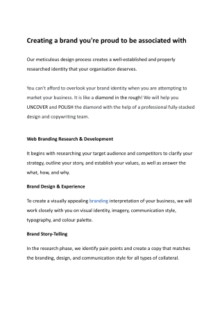 Creating a brand you're proud to be associated with