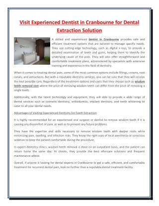 Visit Experienced Dentist in Cranbourne for Dental Extraction Solution