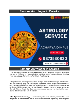 Famous Astrologer in Dwarka  91-9873530830