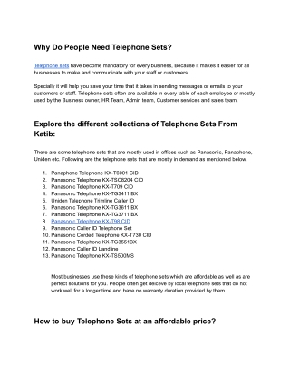 Why People need Telephone Sets?