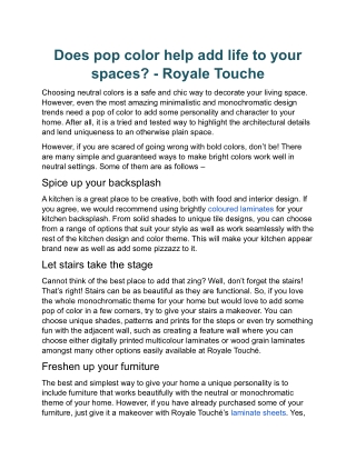 Does pop color help add life to your spaces - Royale Touche