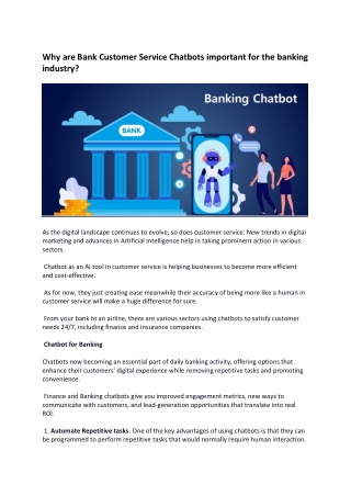 Why are Bank Customer Service Chatbots important for the banking industry