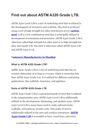 Find out about ASTM A320 Grade L7B.