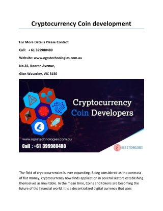 Cryptocurrency Coin development