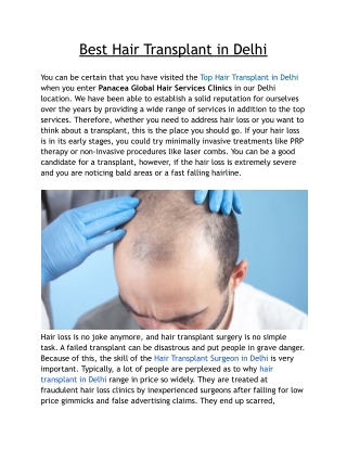 Best Hair Transplant in Delhi