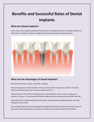Benefits and Successful Rates of Dental Implants