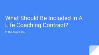 What Should Be Included In A Life Coaching Contract