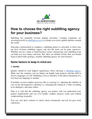 How to choose the right subtitling agency for your business?