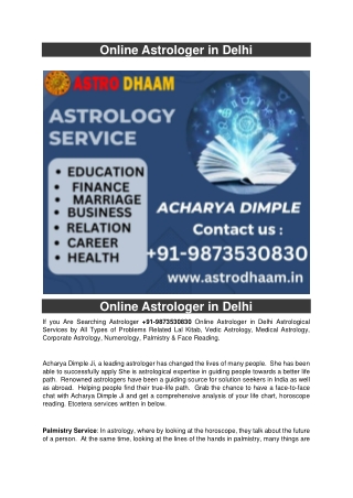 Online Astrologer in Delhi  91-9873530830